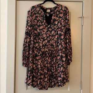 Flowy Black & Pink Floral Dress
